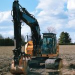 Excavator on an empty field